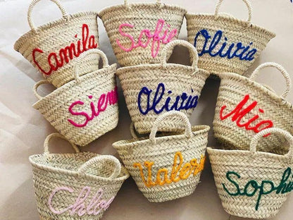 50% Off PERSONALIZED BASKET,bridal shower bags,customized straw bags,custom beach bag,straw tote,embroidered bags