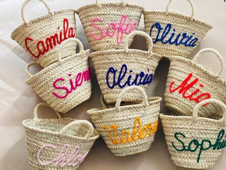 Straw bags Wedding guest gift Easter Basket Basket BACHELORETTE PARTY Bag Bridesmaid Gift Monogram basket Monogrammed bag