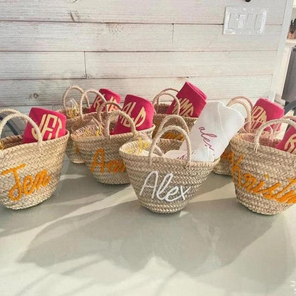 50% Off PERSONALIZED BASKET,bridal shower bags,customized straw bags,custom beach bag,straw tote,embroidered bags