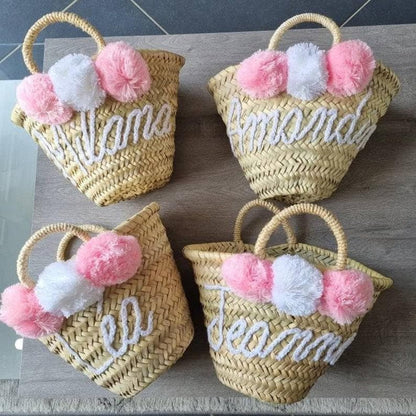50% Off PERSONALIZED BASKET,bridal shower bags,customized straw bags,custom beach bag,straw tote,embroidered bags