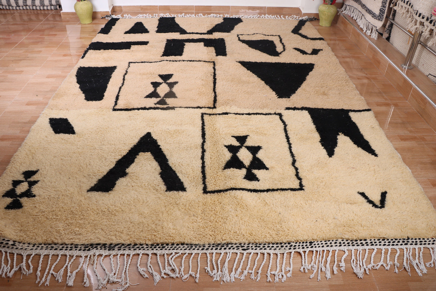 Contemporary Moroccan rug - Handmade Berber rug - Custom area rug - wool rug - Beni ourain rug - Living room rug - Moroccan rug shag