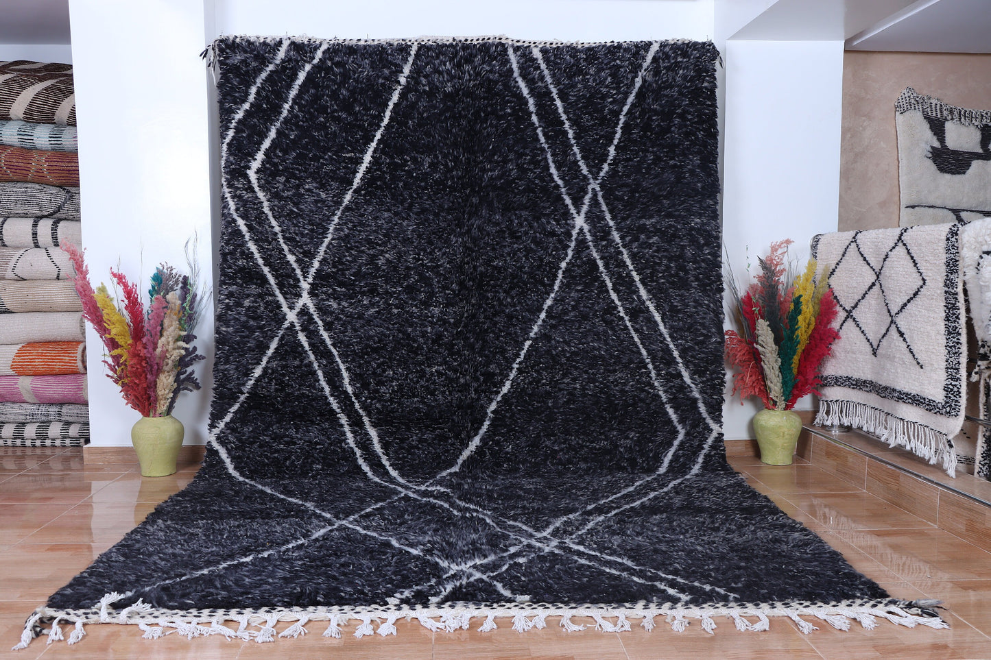 Beni ourain rug- Authentic Moroccan Rug- Custom Beni Ourain rug- Beni Rug- Large Moroccan Rug- Black &amp; White Rug- Custom rug