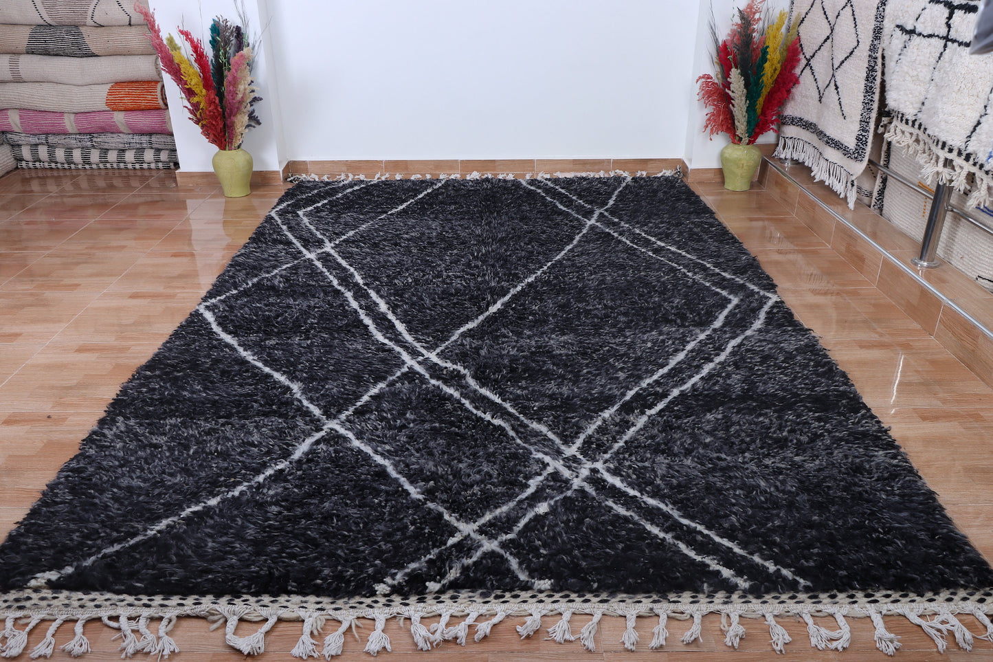 Beni ourain rug- Authentic Moroccan Rug- Custom Beni Ourain rug- Beni Rug- Large Moroccan Rug- Black &amp; White Rug- Custom rug