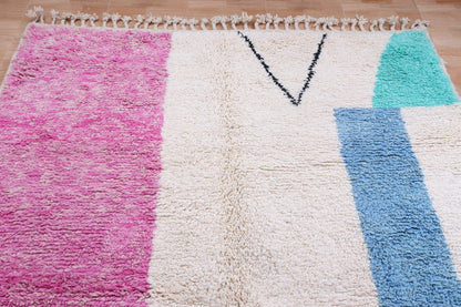 Beni ourain rug- Authentic Moroccan Rug- Custom Beni Ourain rug- Beni Rug- Large Moroccan Rug- White &amp; Pink Rug- Custom rug