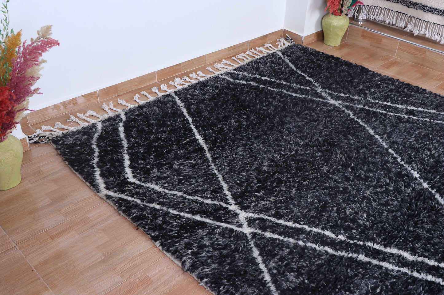 Beni ourain rug- Authentic Moroccan Rug- Custom Beni Ourain rug- Beni Rug- Large Moroccan Rug- Black &amp; White Rug- Custom rug