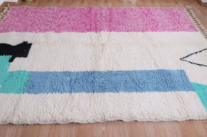 Beni ourain rug- Authentic Moroccan Rug- Custom Beni Ourain rug- Beni Rug- Large Moroccan Rug- White &amp; Pink Rug- Custom rug