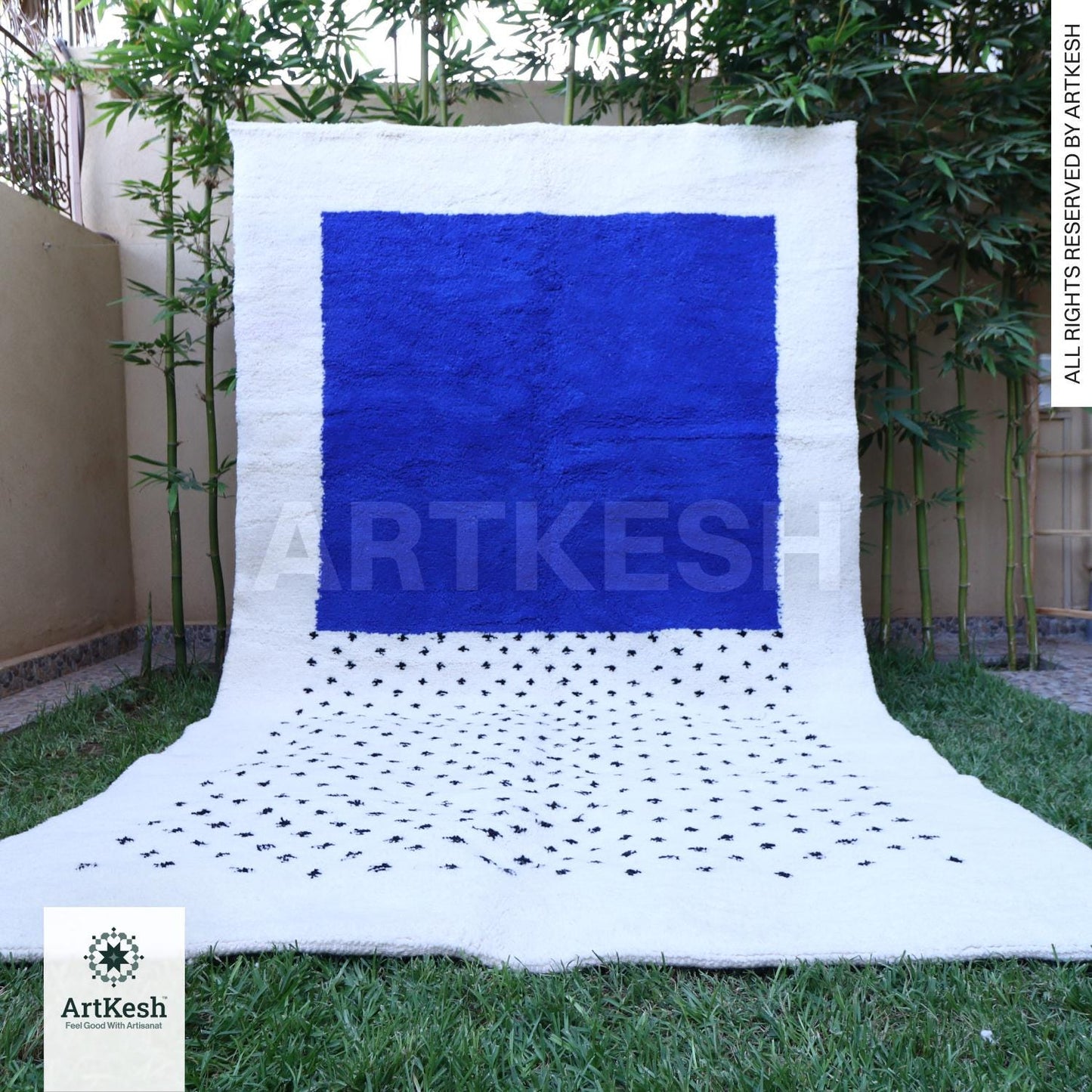 Moroccan rug blue -Berber rug - Custom moroccan rug - Beni ourain rug - Handmade rug - Plain wool rug - Solid blue rug - Custom made rugs
