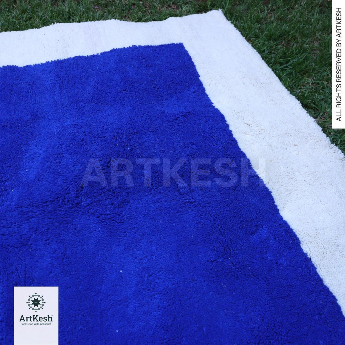 Moroccan rug blue -Berber rug - Custom moroccan rug - Beni ourain rug - Handmade rug - Plain wool rug - Solid blue rug - Custom made rugs
