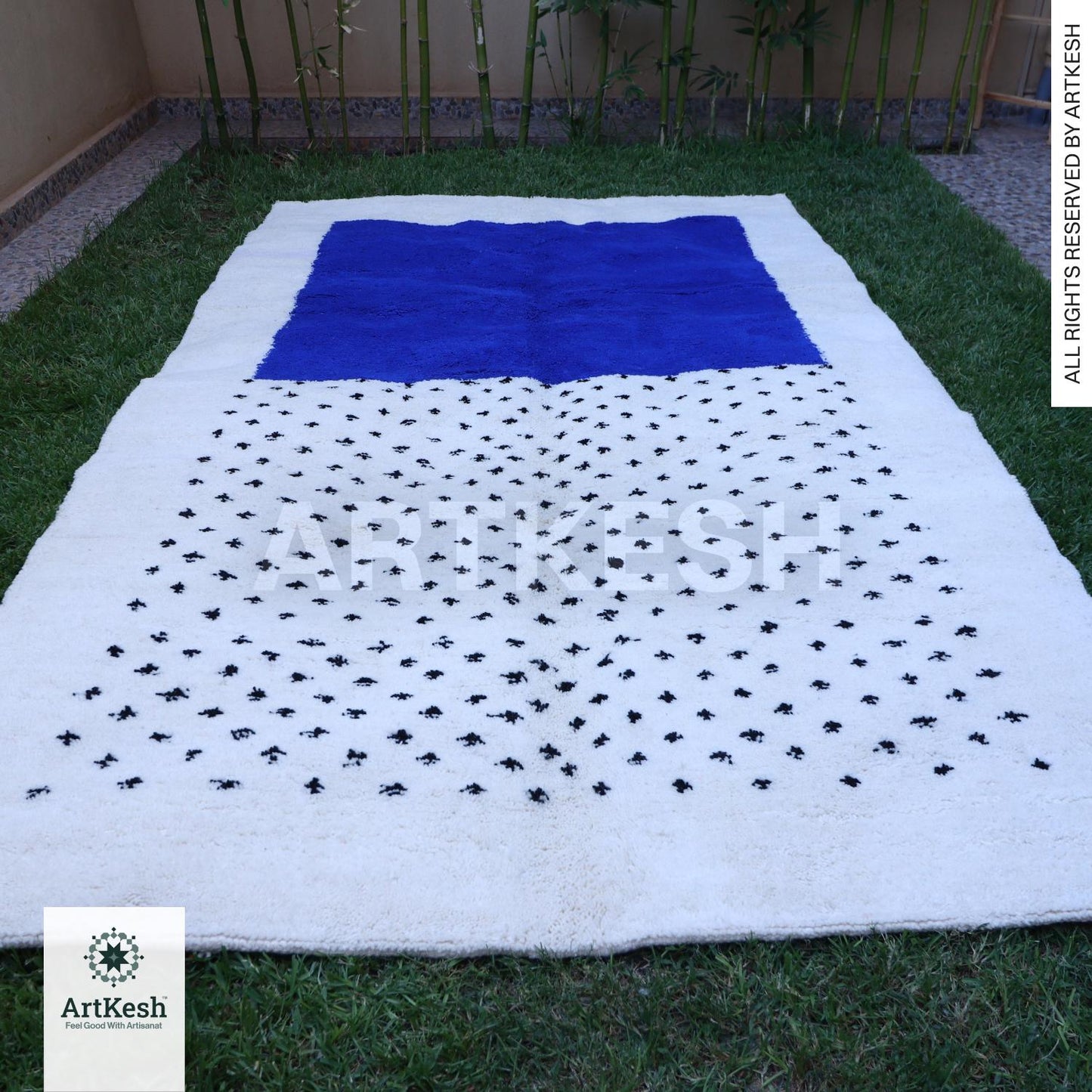 Moroccan rug blue -Berber rug - Custom moroccan rug - Beni ourain rug - Handmade rug - Plain wool rug - Solid blue rug - Custom made rugs
