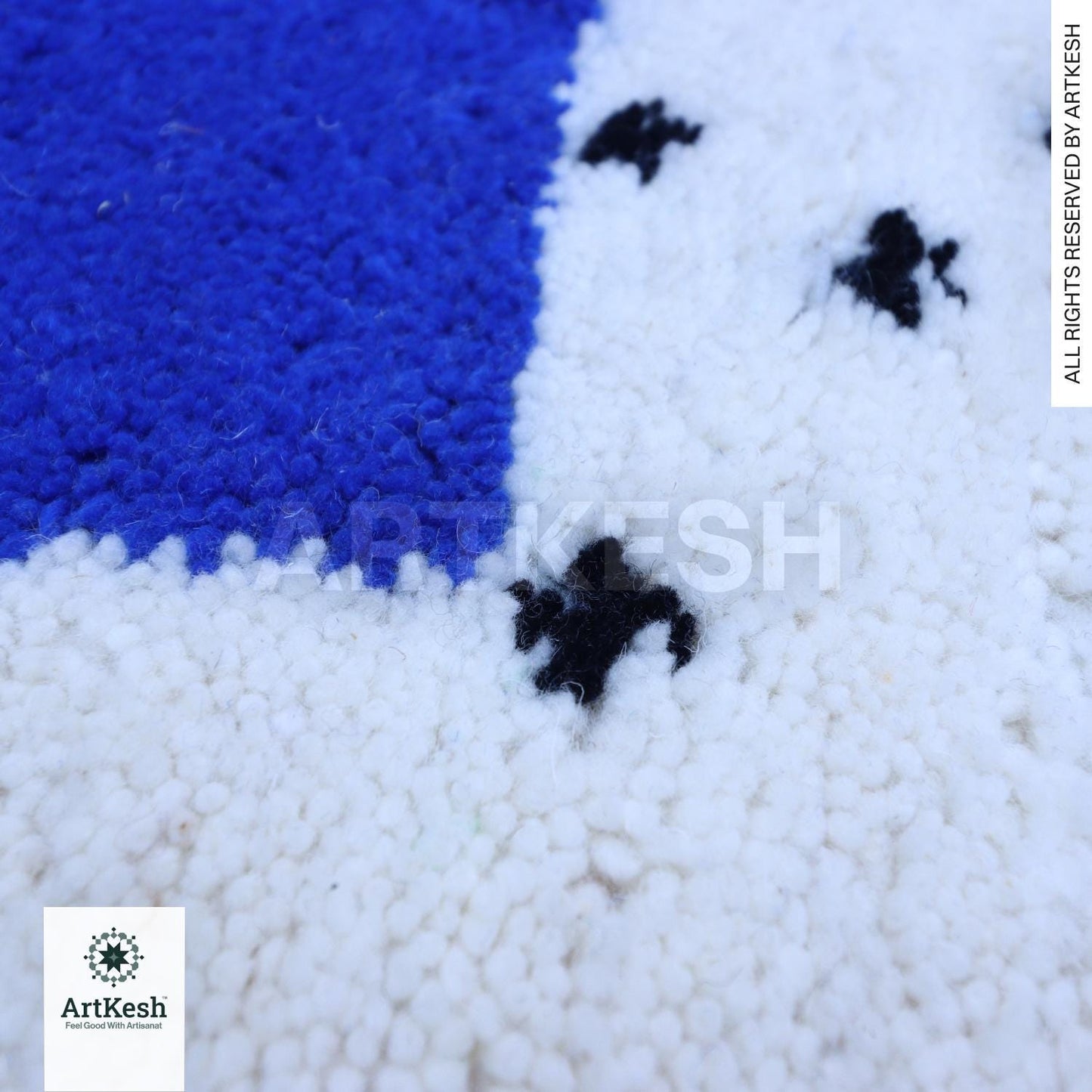 Moroccan rug blue -Berber rug - Custom moroccan rug - Beni ourain rug - Handmade rug - Plain wool rug - Solid blue rug - Custom made rugs