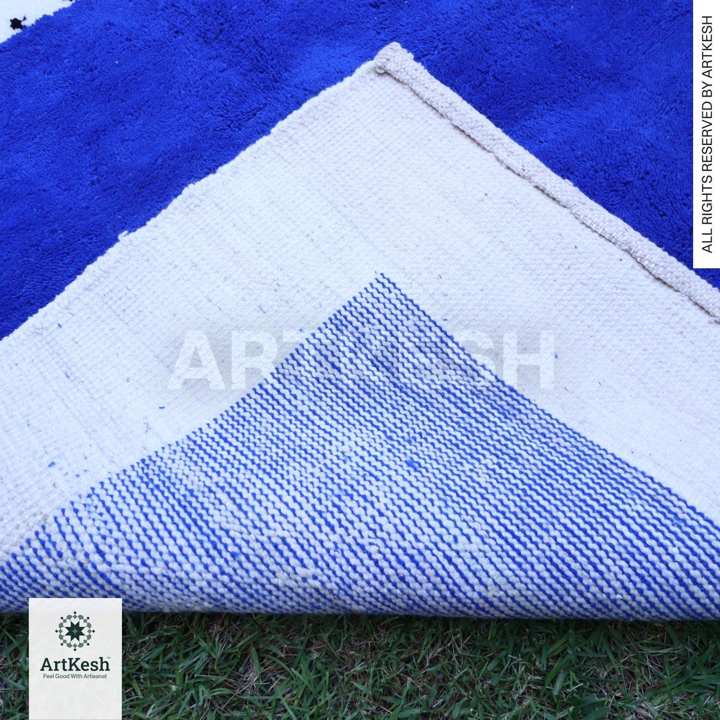 Moroccan rug blue -Berber rug - Custom moroccan rug - Beni ourain rug - Handmade rug - Plain wool rug - Solid blue rug - Custom made rugs
