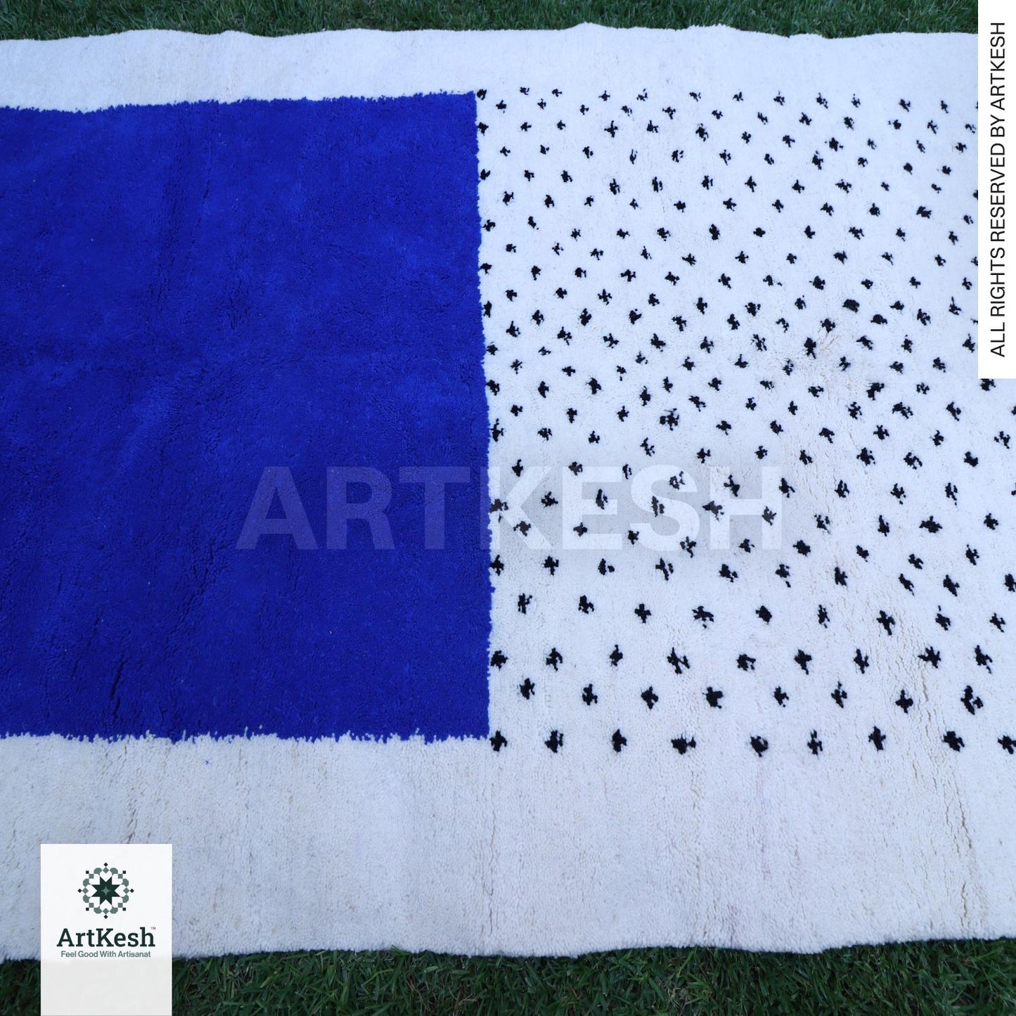 Moroccan rug blue -Berber rug - Custom moroccan rug - Beni ourain rug - Handmade rug - Plain wool rug - Solid blue rug - Custom made rugs