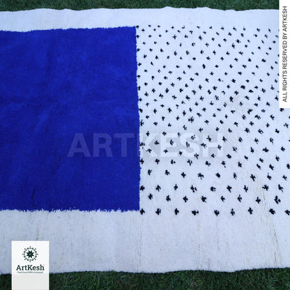 Moroccan rug blue -Berber rug - Custom moroccan rug - Beni ourain rug - Handmade rug - Plain wool rug - Solid blue rug - Custom made rugs