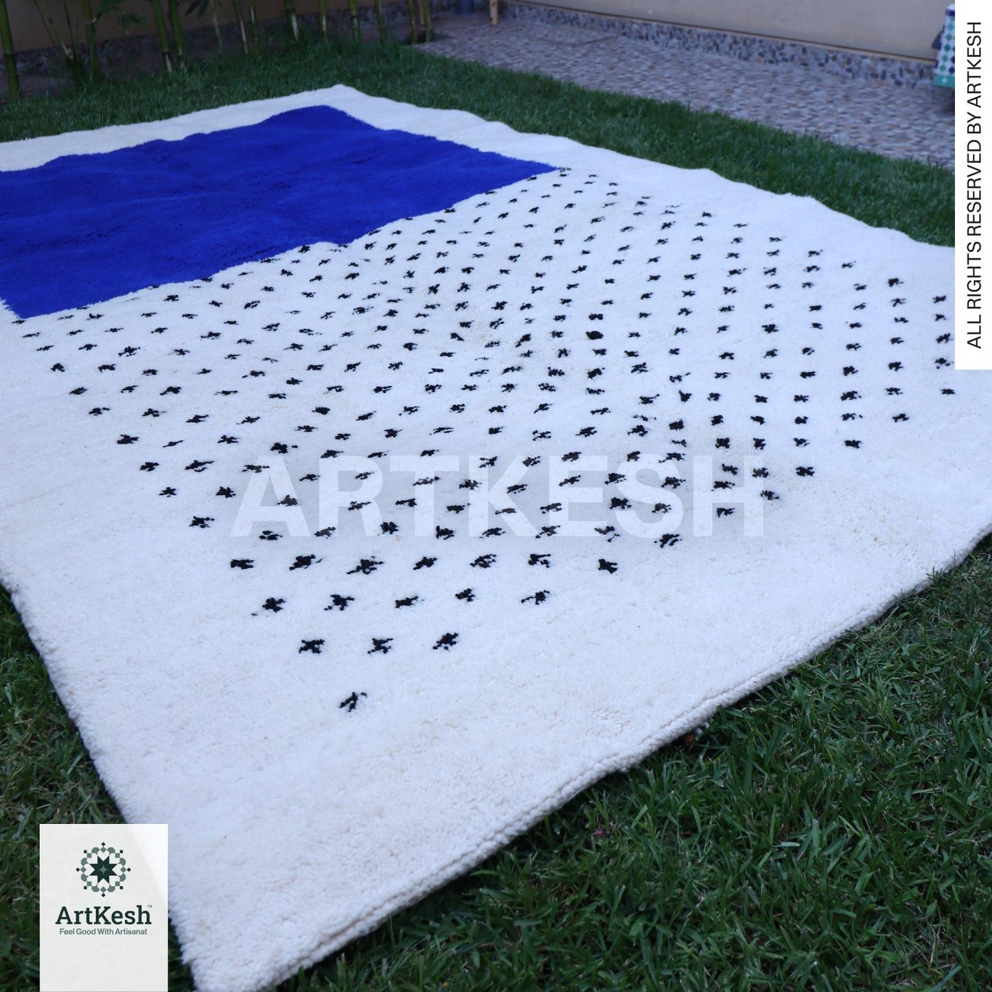 Moroccan rug blue -Berber rug - Custom moroccan rug - Beni ourain rug - Handmade rug - Plain wool rug - Solid blue rug - Custom made rugs