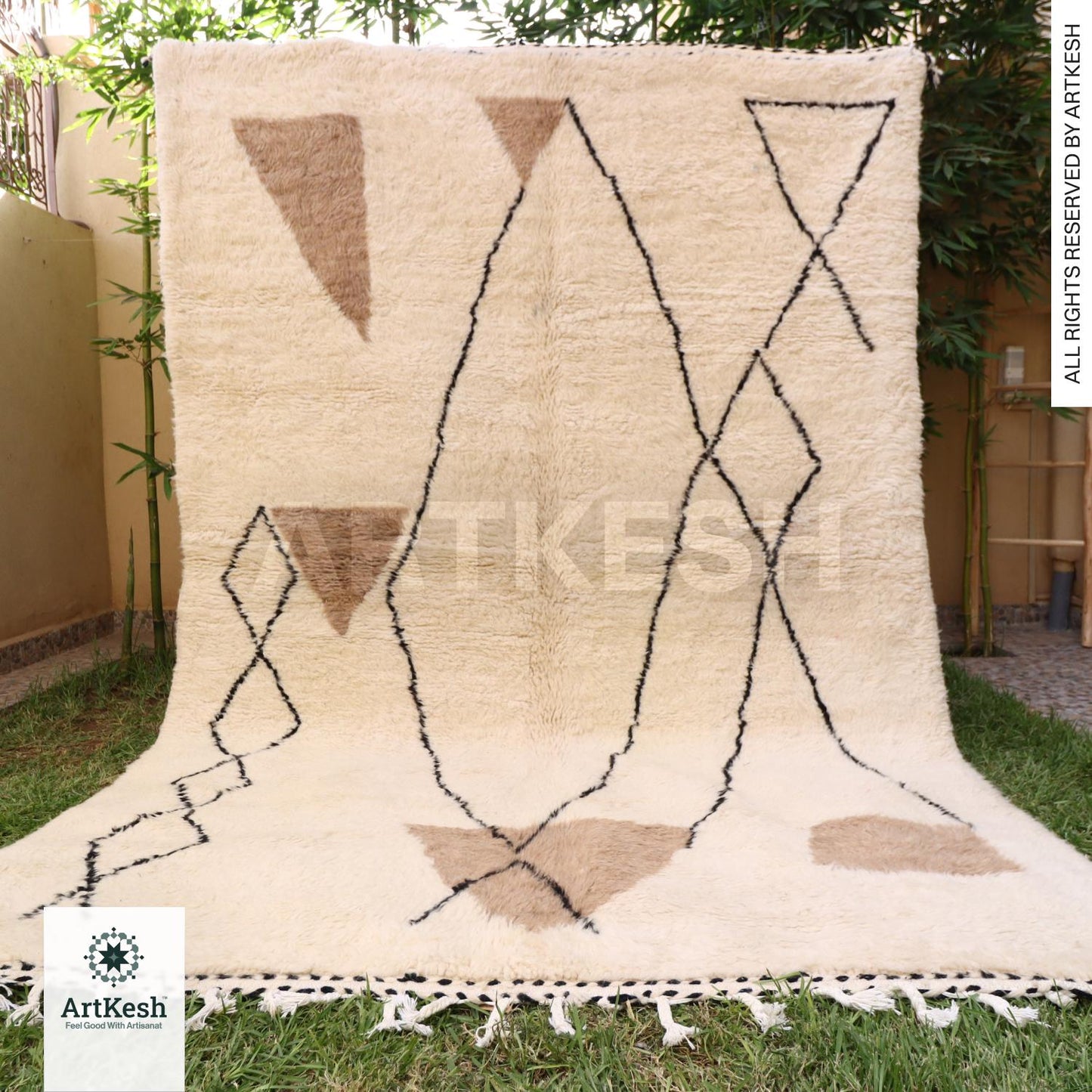 Bohemian Berber Rug | Custom Beni Ourain Floor Rug | Large Area Rug | Organic Wool Rug | Moroccan Rug | Living Room Rug | Hand Knotted Rug