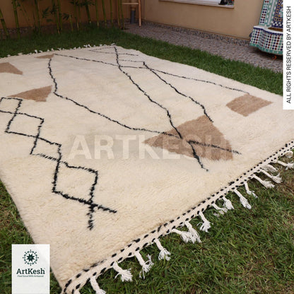 Bohemian Berber Rug | Custom Beni Ourain Floor Rug | Large Area Rug | Organic Wool Rug | Moroccan Rug | Living Room Rug | Hand Knotted Rug