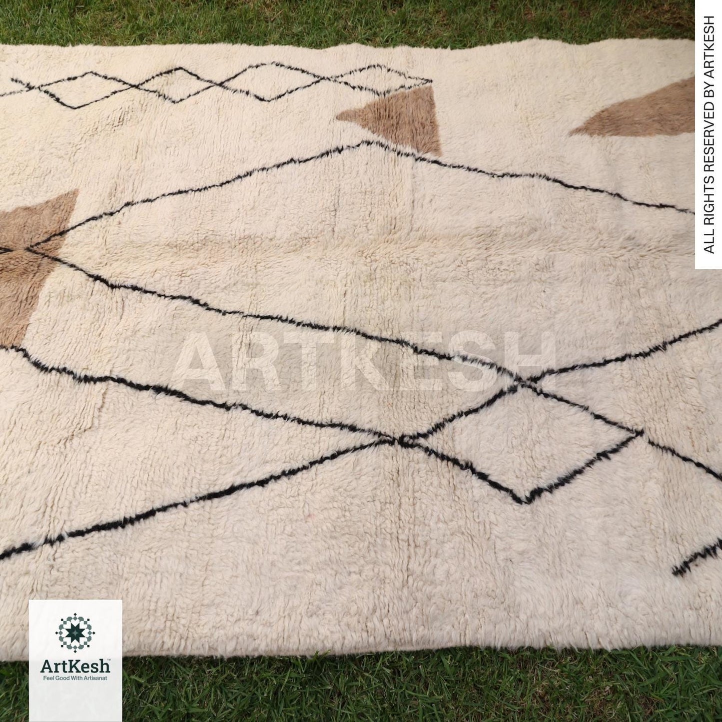 Bohemian Berber Rug | Custom Beni Ourain Floor Rug | Large Area Rug | Organic Wool Rug | Moroccan Rug | Living Room Rug | Hand Knotted Rug