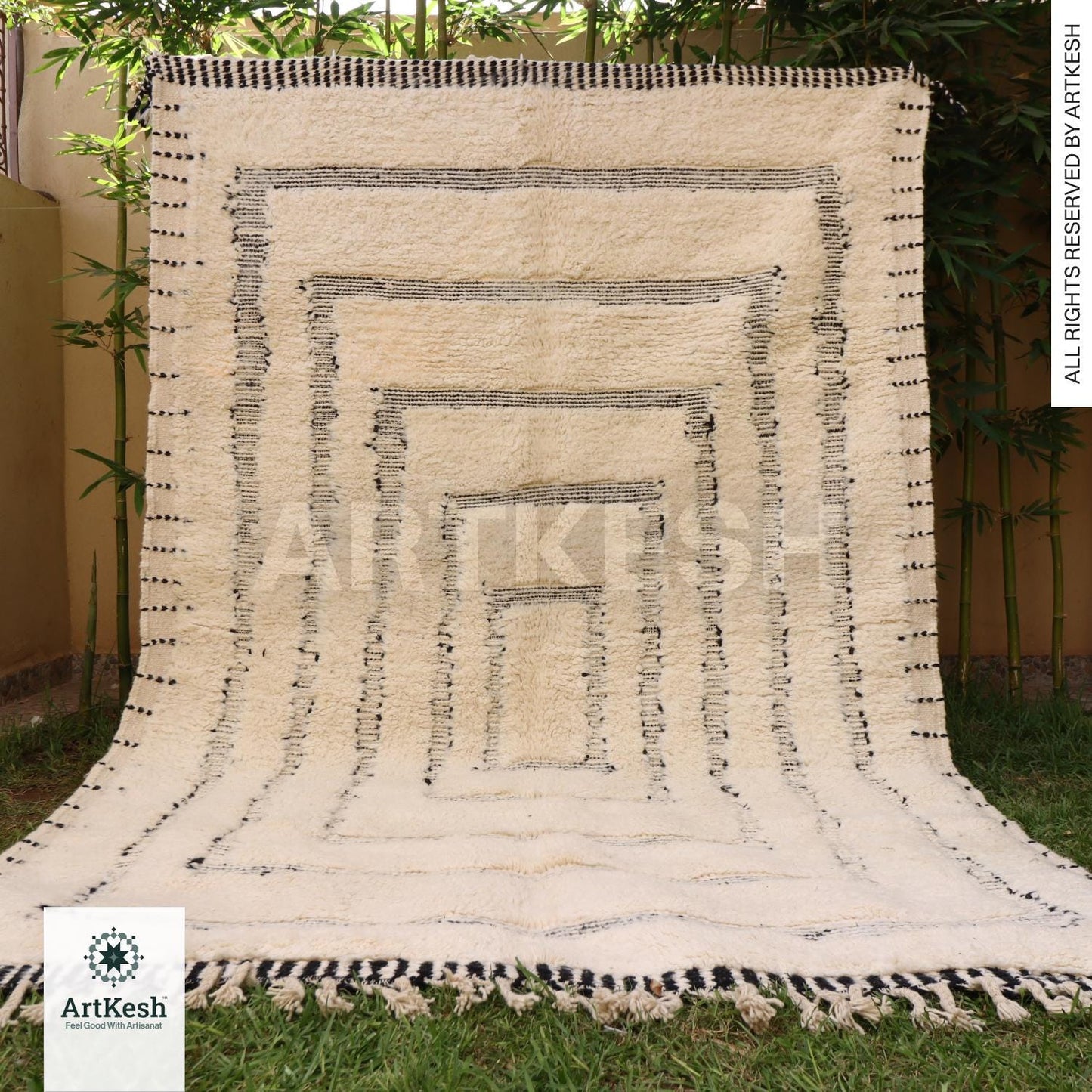 Bohemian Berber Rug | Custom Beni Ourain Floor Rug | Large Area Rug | Organic Wool Rug | Moroccan Rug | Living Room Rug | Hand Knotted Rug