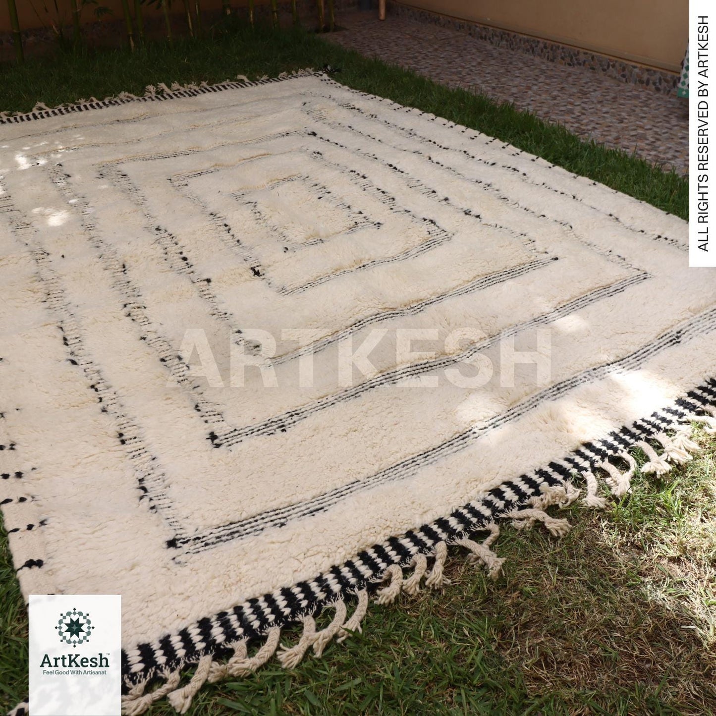 Bohemian Berber Rug | Custom Beni Ourain Floor Rug | Large Area Rug | Organic Wool Rug | Moroccan Rug | Living Room Rug | Hand Knotted Rug