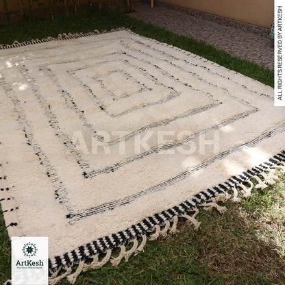 Bohemian Berber Rug | Custom Beni Ourain Floor Rug | Large Area Rug | Organic Wool Rug | Moroccan Rug | Living Room Rug | Hand Knotted Rug