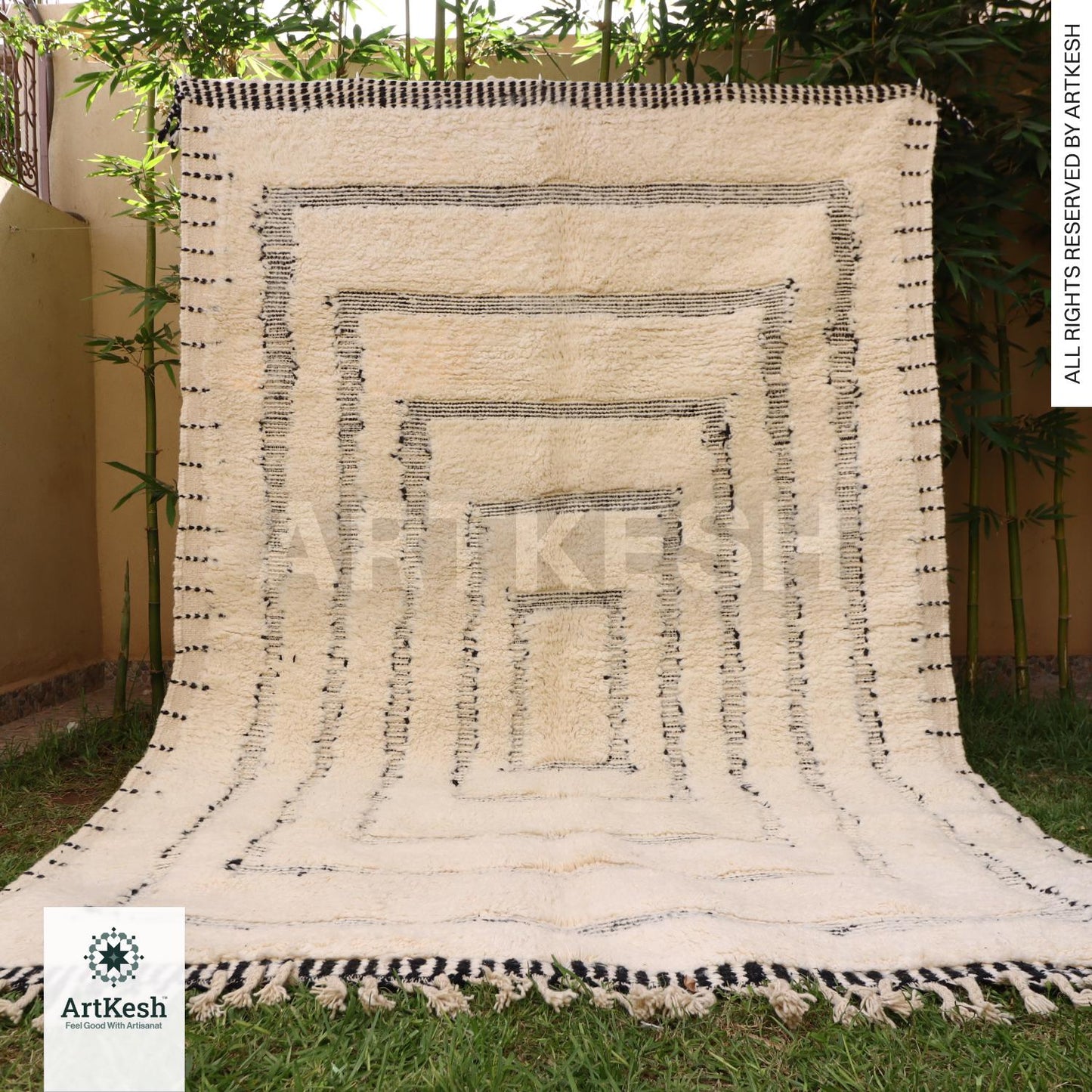 Bohemian Berber Rug | Custom Beni Ourain Floor Rug | Large Area Rug | Organic Wool Rug | Moroccan Rug | Living Room Rug | Hand Knotted Rug