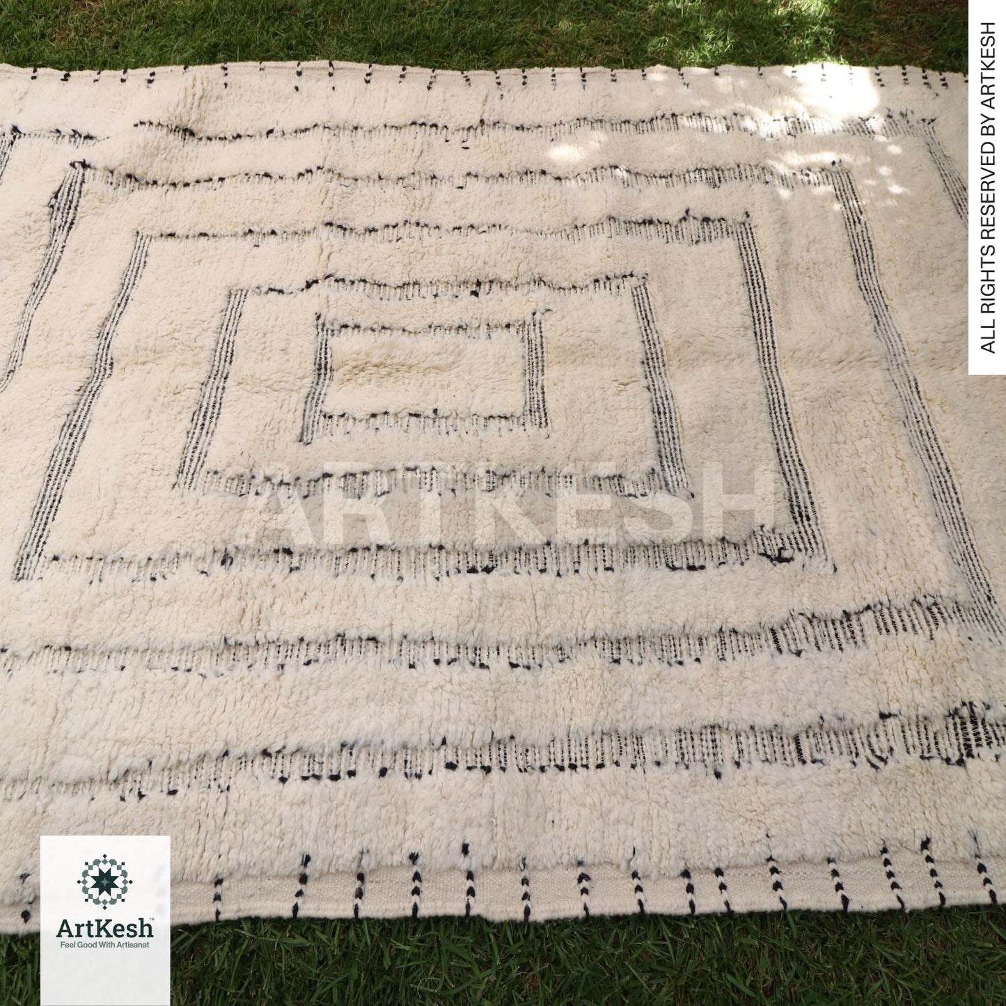 Bohemian Berber Rug | Custom Beni Ourain Floor Rug | Large Area Rug | Organic Wool Rug | Moroccan Rug | Living Room Rug | Hand Knotted Rug