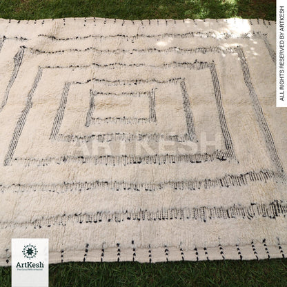 Bohemian Berber Rug | Custom Beni Ourain Floor Rug | Large Area Rug | Organic Wool Rug | Moroccan Rug | Living Room Rug | Hand Knotted Rug