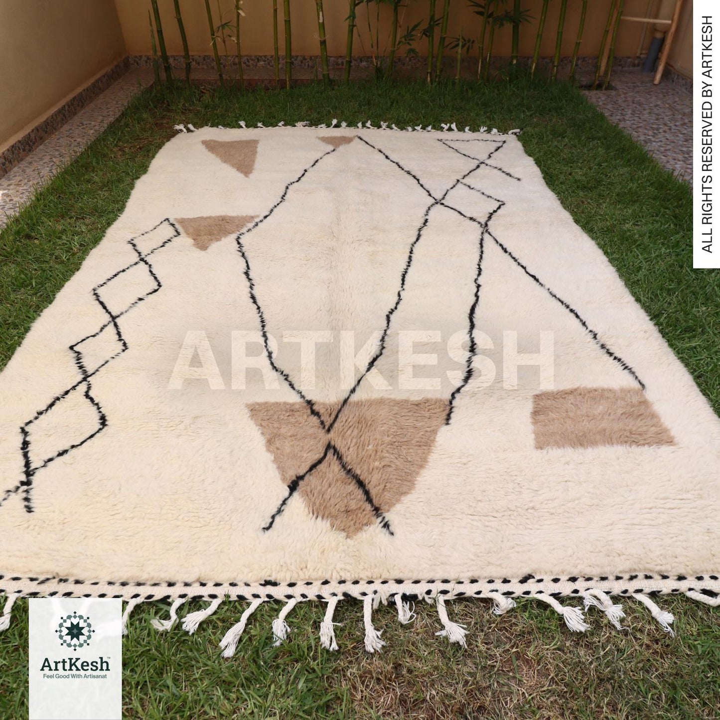 Bohemian Berber Rug | Custom Beni Ourain Floor Rug | Large Area Rug | Organic Wool Rug | Moroccan Rug | Living Room Rug | Hand Knotted Rug