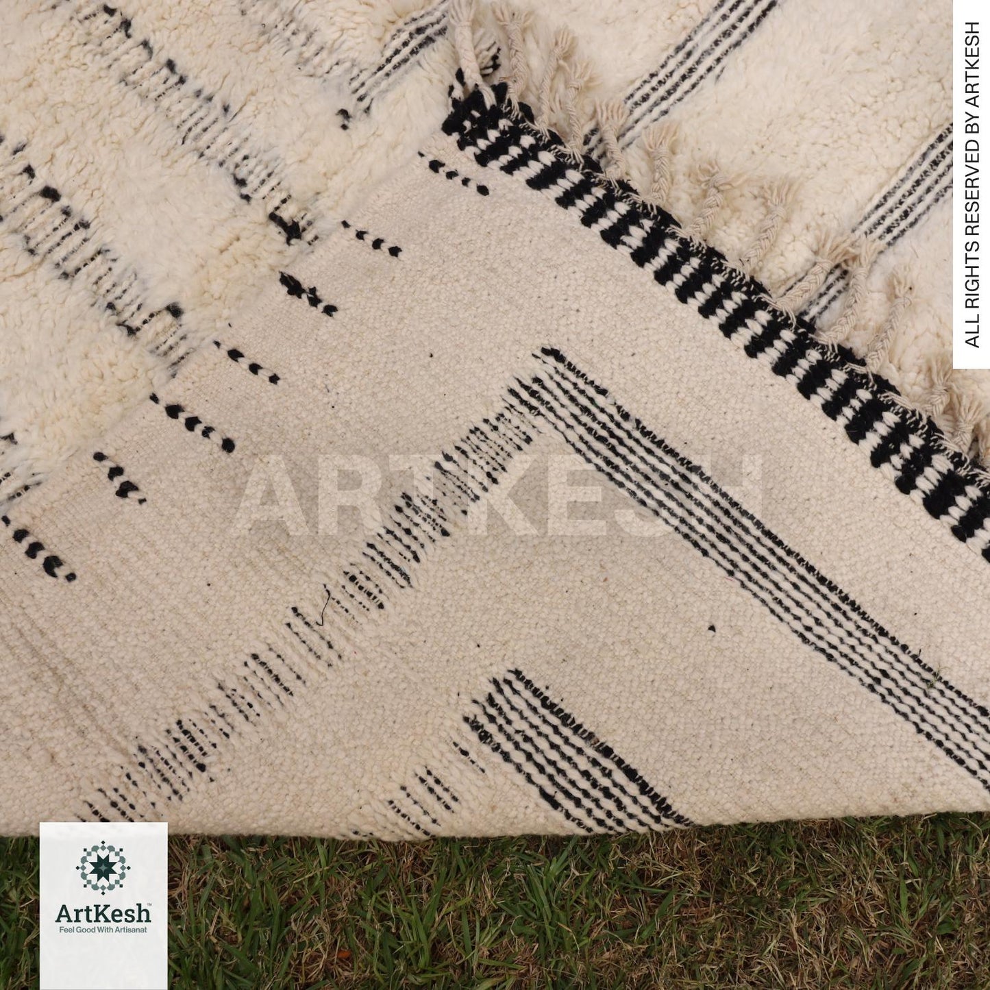 Bohemian Berber Rug | Custom Beni Ourain Floor Rug | Large Area Rug | Organic Wool Rug | Moroccan Rug | Living Room Rug | Hand Knotted Rug