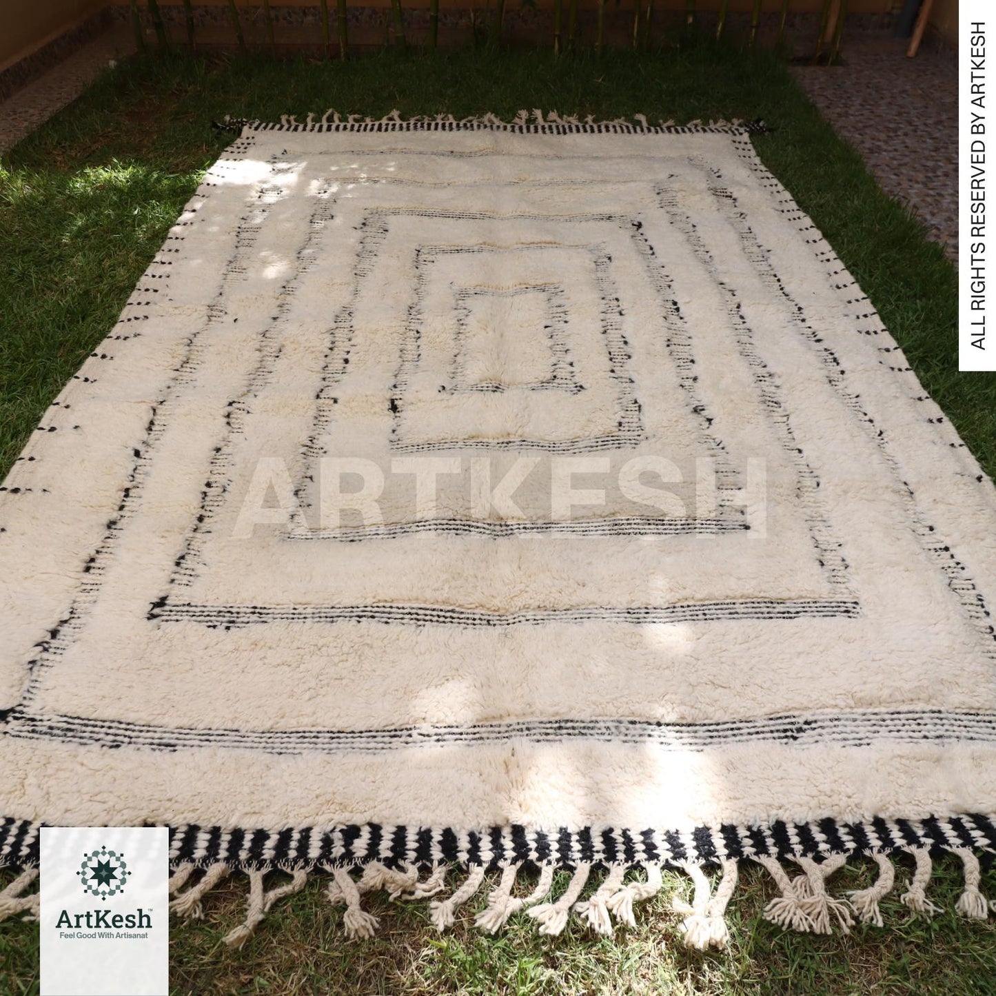 Bohemian Berber Rug | Custom Beni Ourain Floor Rug | Large Area Rug | Organic Wool Rug | Moroccan Rug | Living Room Rug | Hand Knotted Rug