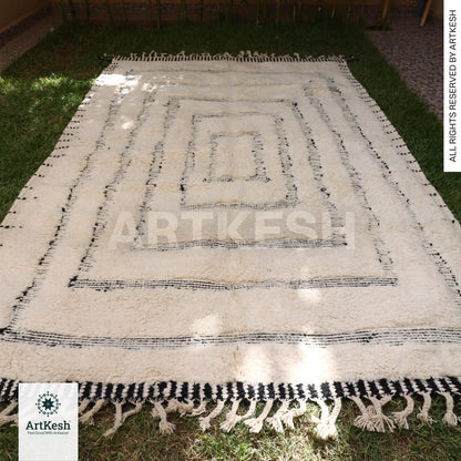 Bohemian Berber Rug | Custom Beni Ourain Floor Rug | Large Area Rug | Organic Wool Rug | Moroccan Rug | Living Room Rug | Hand Knotted Rug