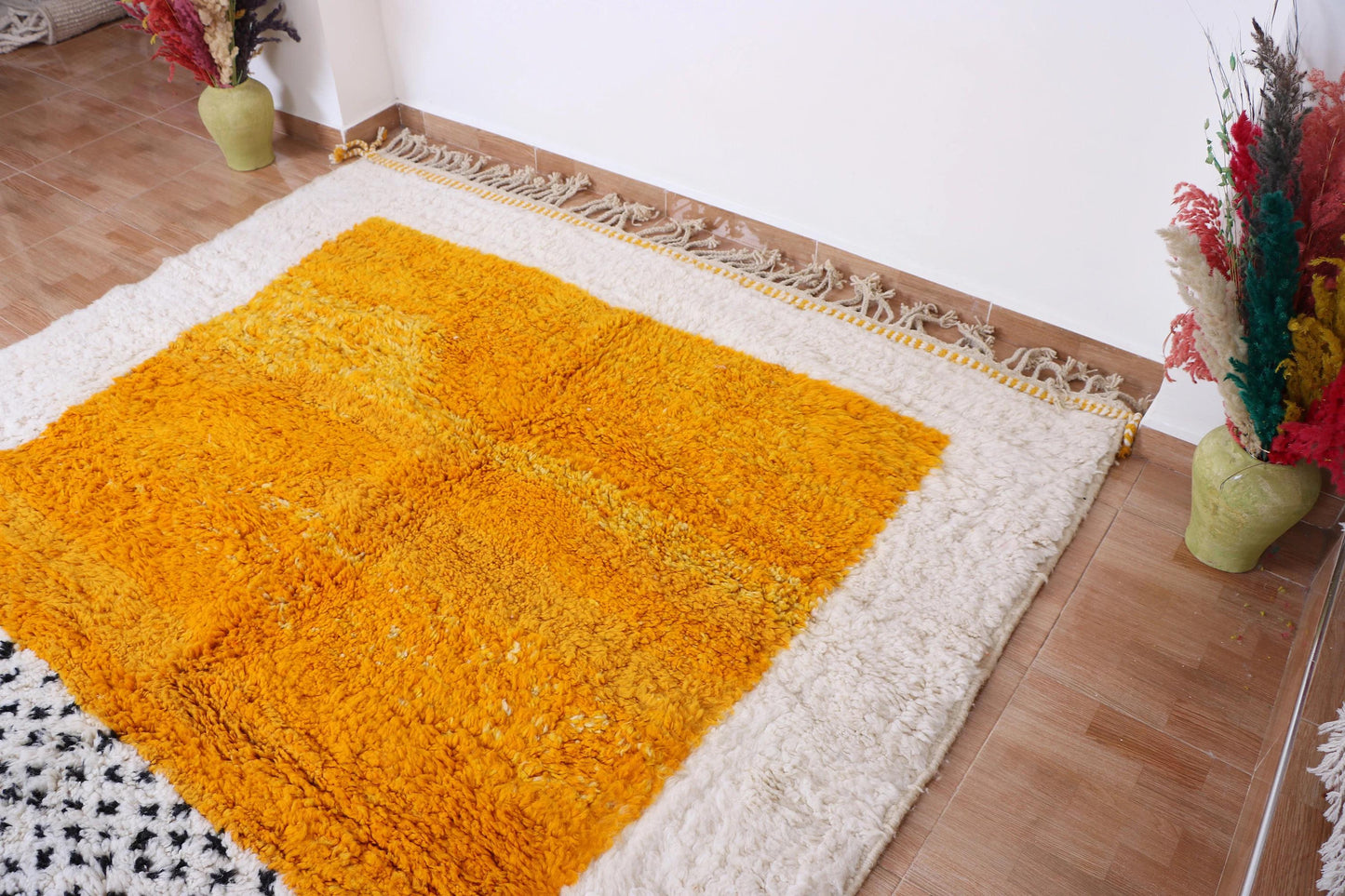Gorgeous Beni Ourain Custom rugs living room -Berber Yellow rug -Amazing Multicolored Rug-Handmade Wool Rug-Berber Carpet-Genuine Wool Rug .