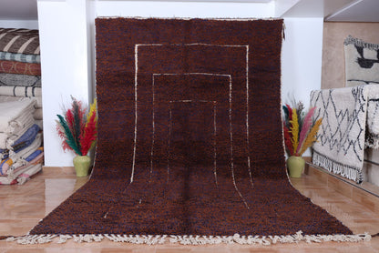 Moroccan grid rug - Handmade berber rug - Custom area rug - Beni ourain rug brown - Living room rug - Moroccan rug - Brown rug wool