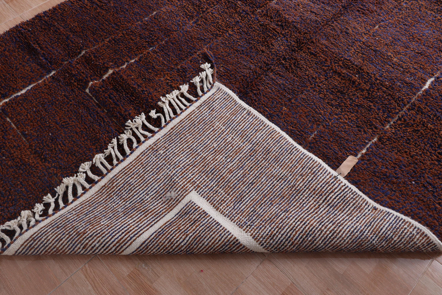 Moroccan grid rug - Handmade berber rug - Custom area rug - Beni ourain rug brown - Living room rug - Moroccan rug - Brown rug wool