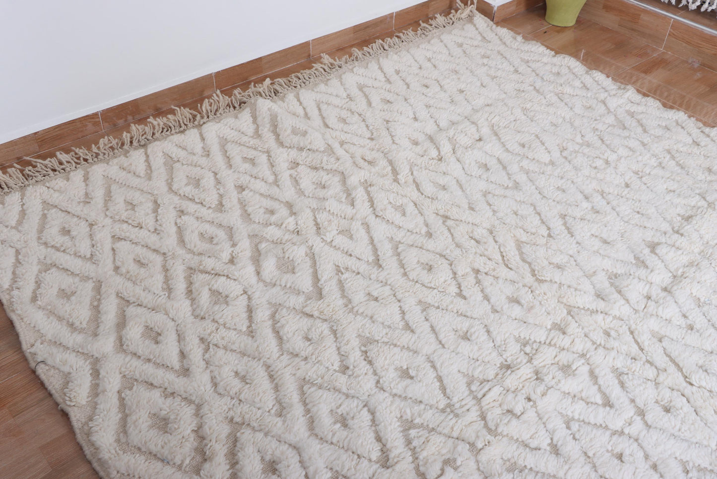 Moroccan rug ivory - Creamy rug - Moroccan cream rug - Wool berber rug - Beni ourain rug - Custom rug - Handmade rug - Moroccan area rug