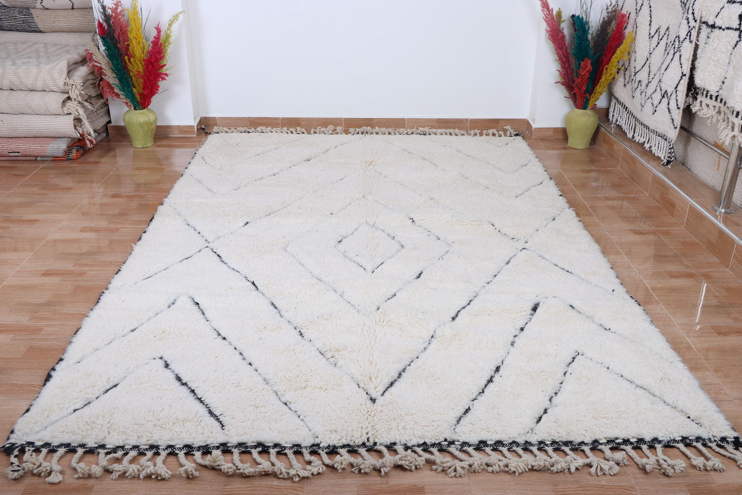 Moroccan rug hand knotted - Beni ourain rug - All wool berber rug - Custom rug - Handmade rug - Genuine lamb wool