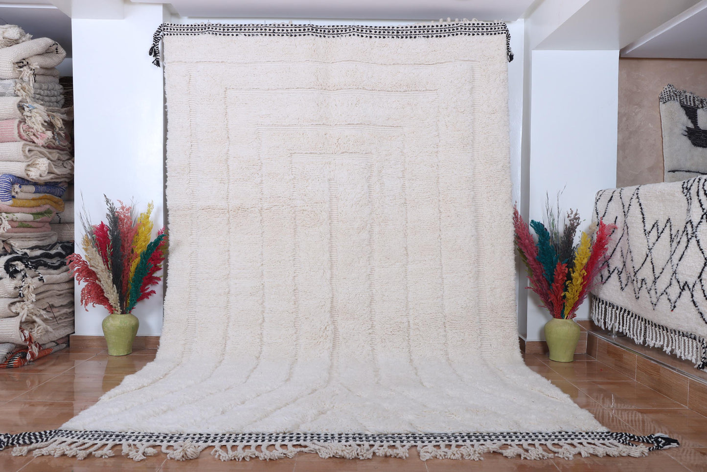 Moroccan rug hand knotted - Beni ourain rug - Wool berber rug - Custom rug - Handmade rug - Genuine lamb wool - Morocco rug - Beni rug