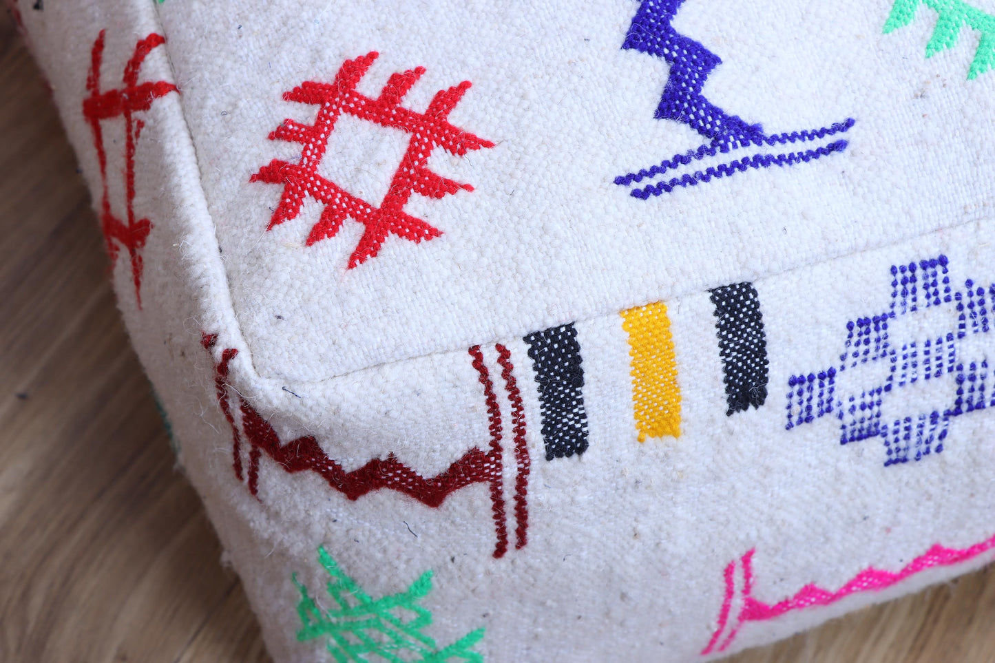 Moroccan Kilim Pouf Cover, Beni Ourain Floor Pillow, Floor Cushion Cover