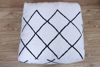 Moroccan Kilim Pouf, Floor Pouf, Vintage Moroccan Ottoman, Beni Ourain Square Pouf, Yoga Meditation Cushion, Outdoor Kilim Pillows