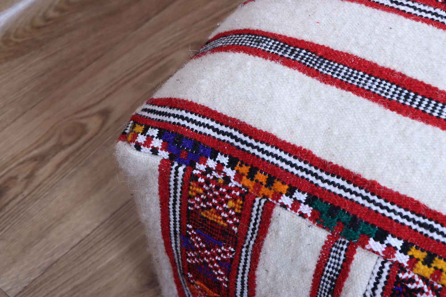 Handmade Moroccan Pouf, Kilim Floor Cushion, Vintage Ottoman, Boho Yoga Pillow, Colorful Rug Pouf for Home Decor