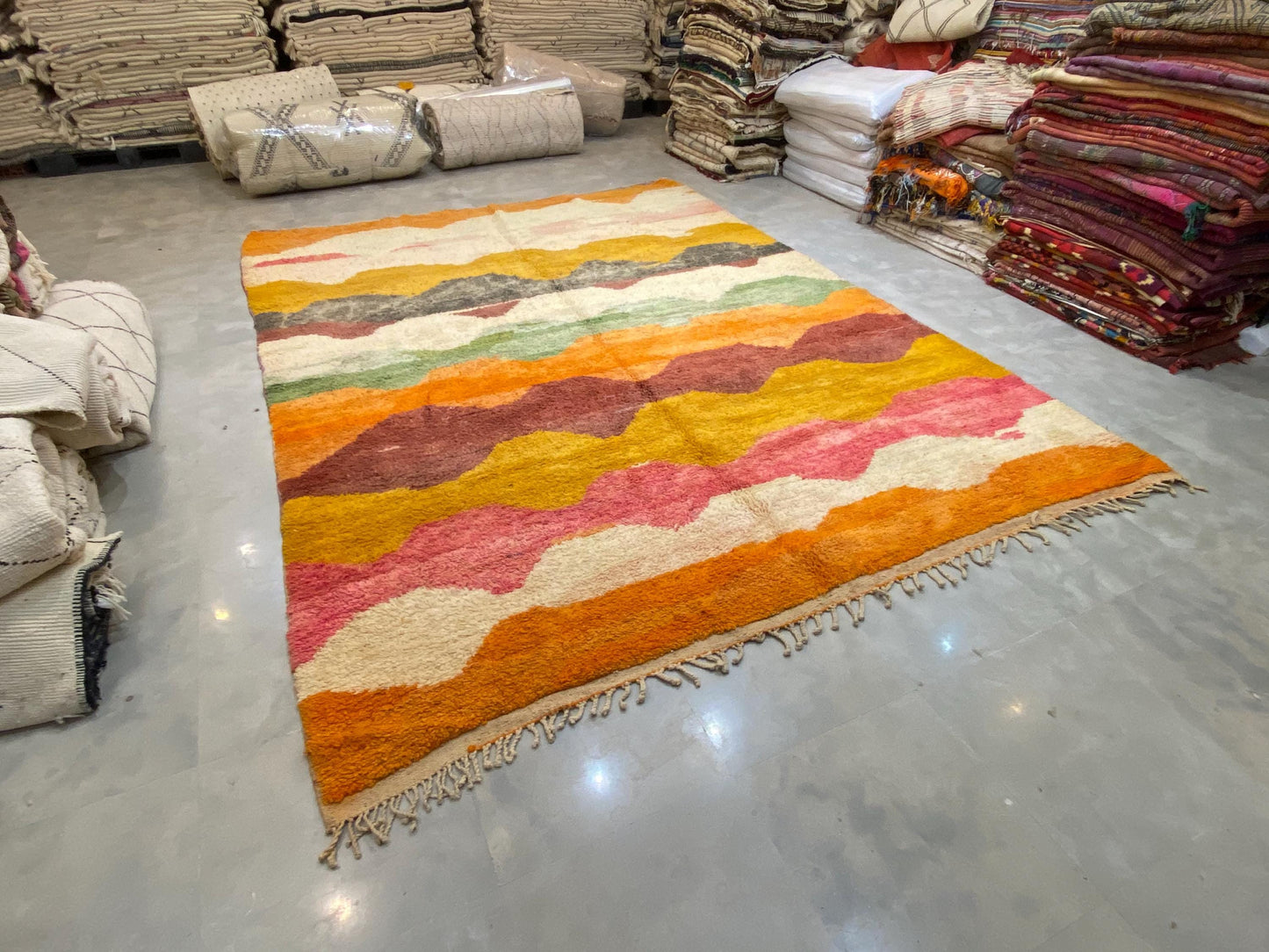 Gorgeous Beni Ourain Custom rugs living room -Berber Yellow rug -Amazing Multicolored Rug-Handmade Wool Rug-Berber Carpet-Genuine Wool Rug .