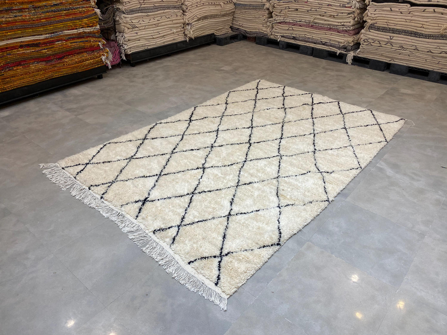 Bohemian Berber Rug | Custom Beni Ourain Floor Rug | Large Area Rug | Organic Wool Rug | Moroccan Rug | Living Room Rug | Hand Knotted Rug