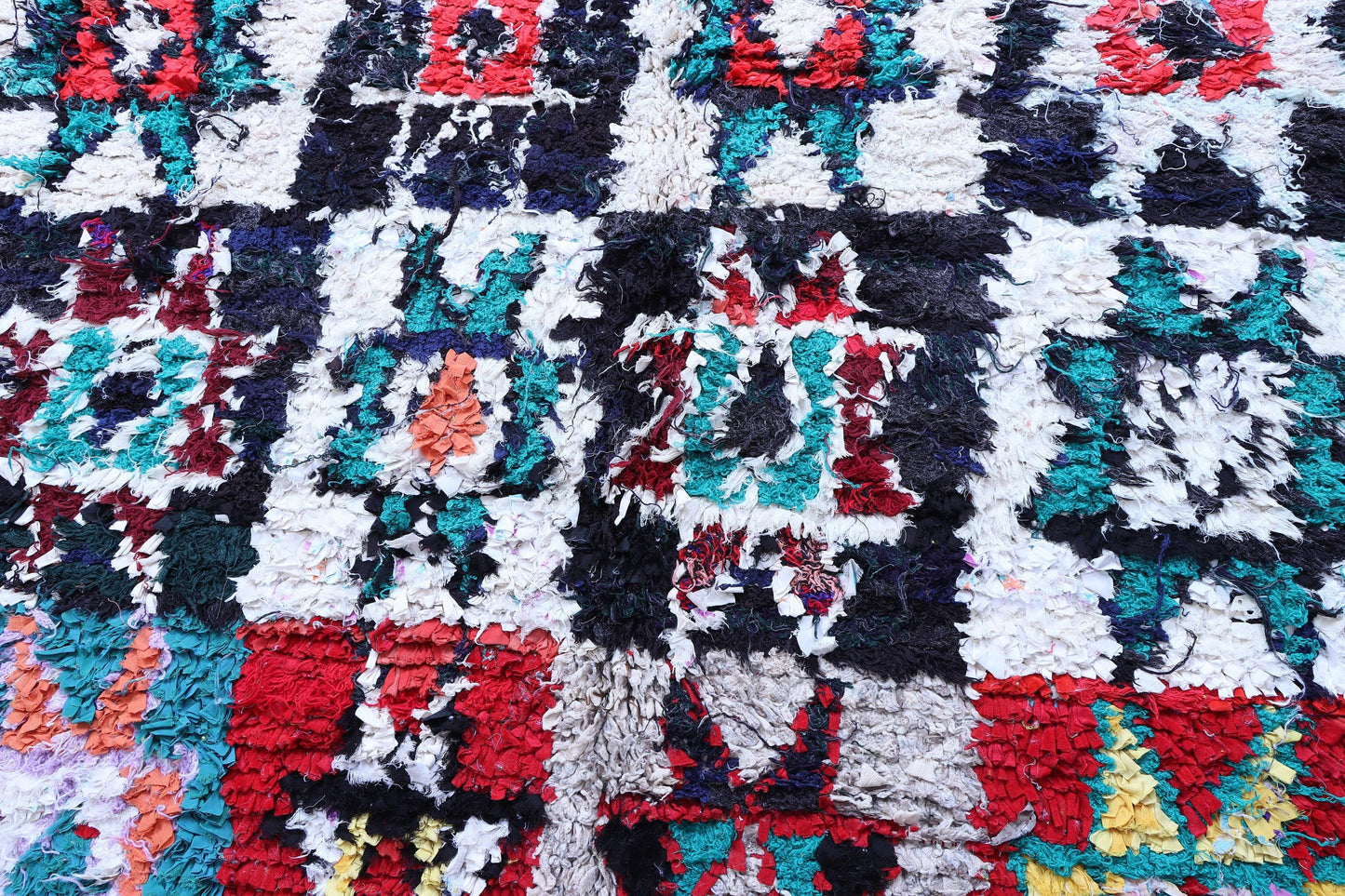 Vintage Moroccan Boucherouite Rug - Colorful Bohemian Tribal Art