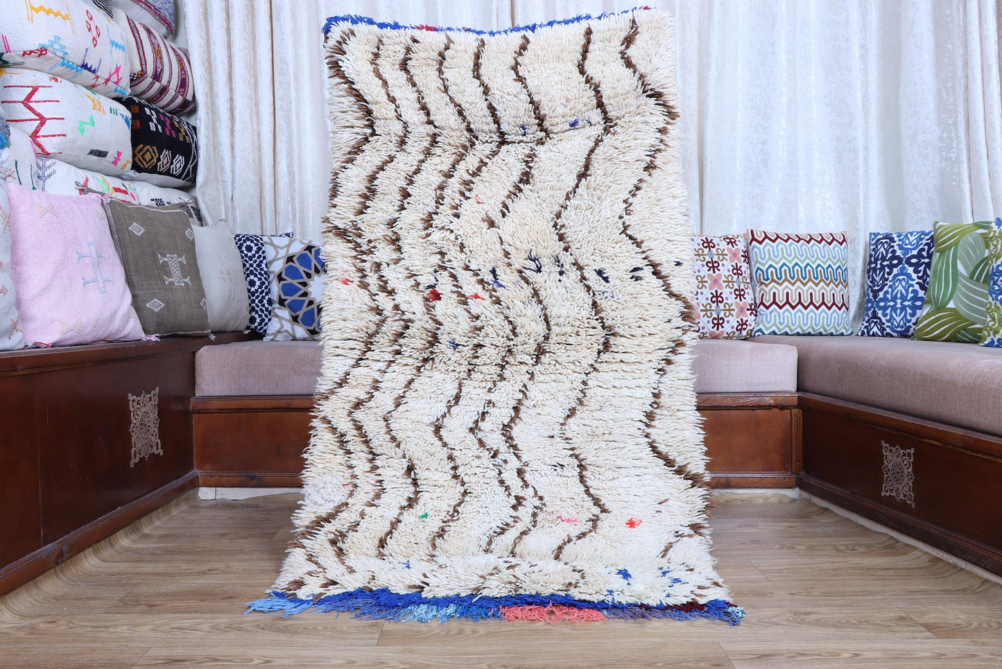 Handmade Moroccan Boucherouite Rug - Colorful Tribal Decor