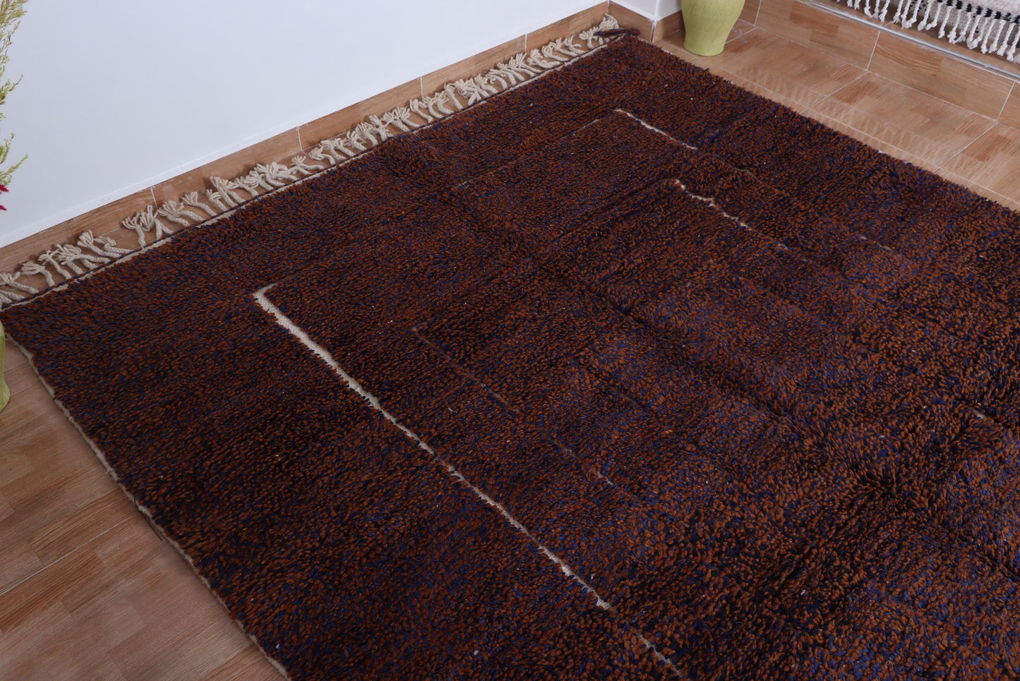 Moroccan grid rug - Handmade berber rug - Custom area rug - Beni ourain rug brown - Living room rug - Moroccan rug - Brown rug wool