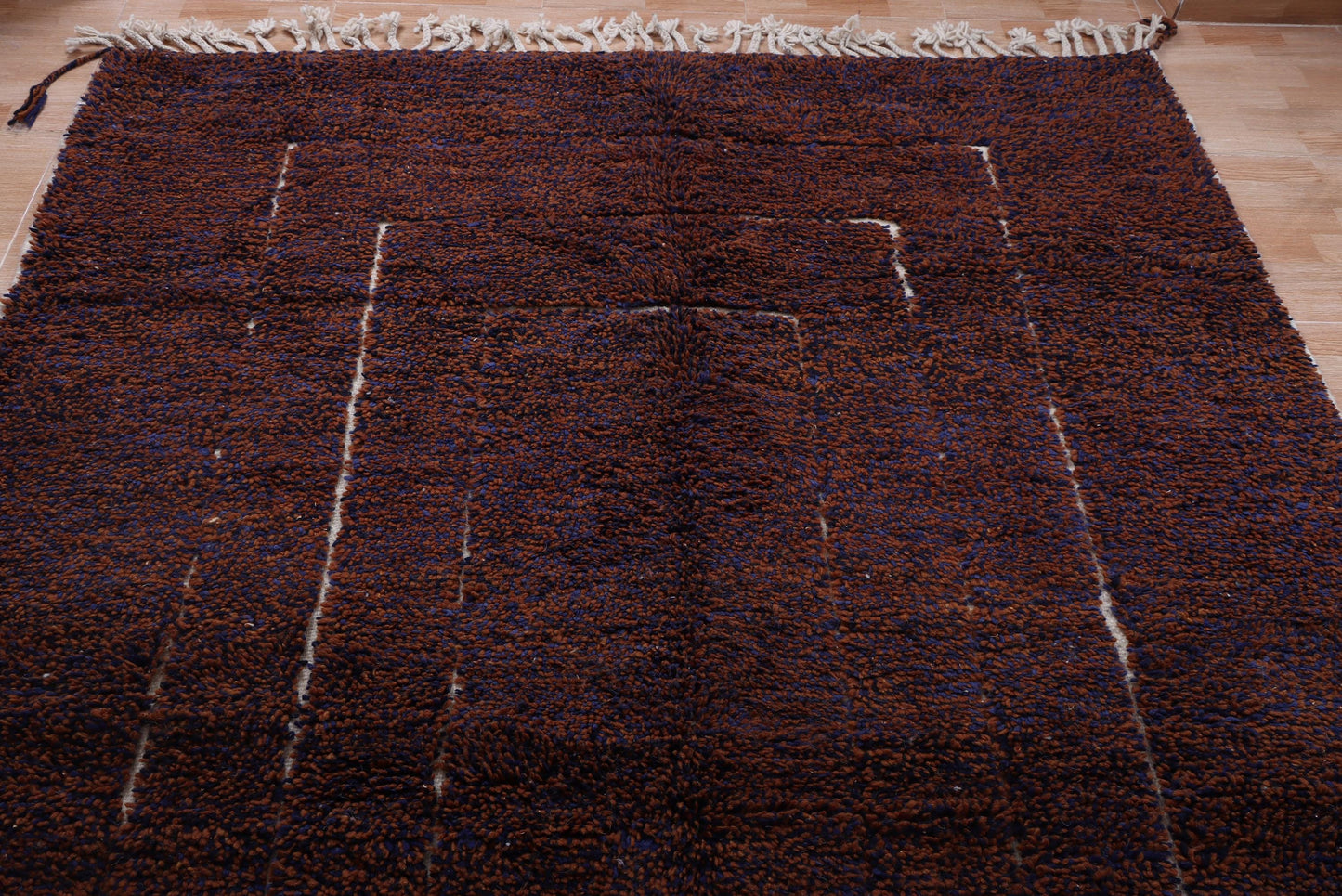 Moroccan grid rug - Handmade berber rug - Custom area rug - Beni ourain rug brown - Living room rug - Moroccan rug - Brown rug wool
