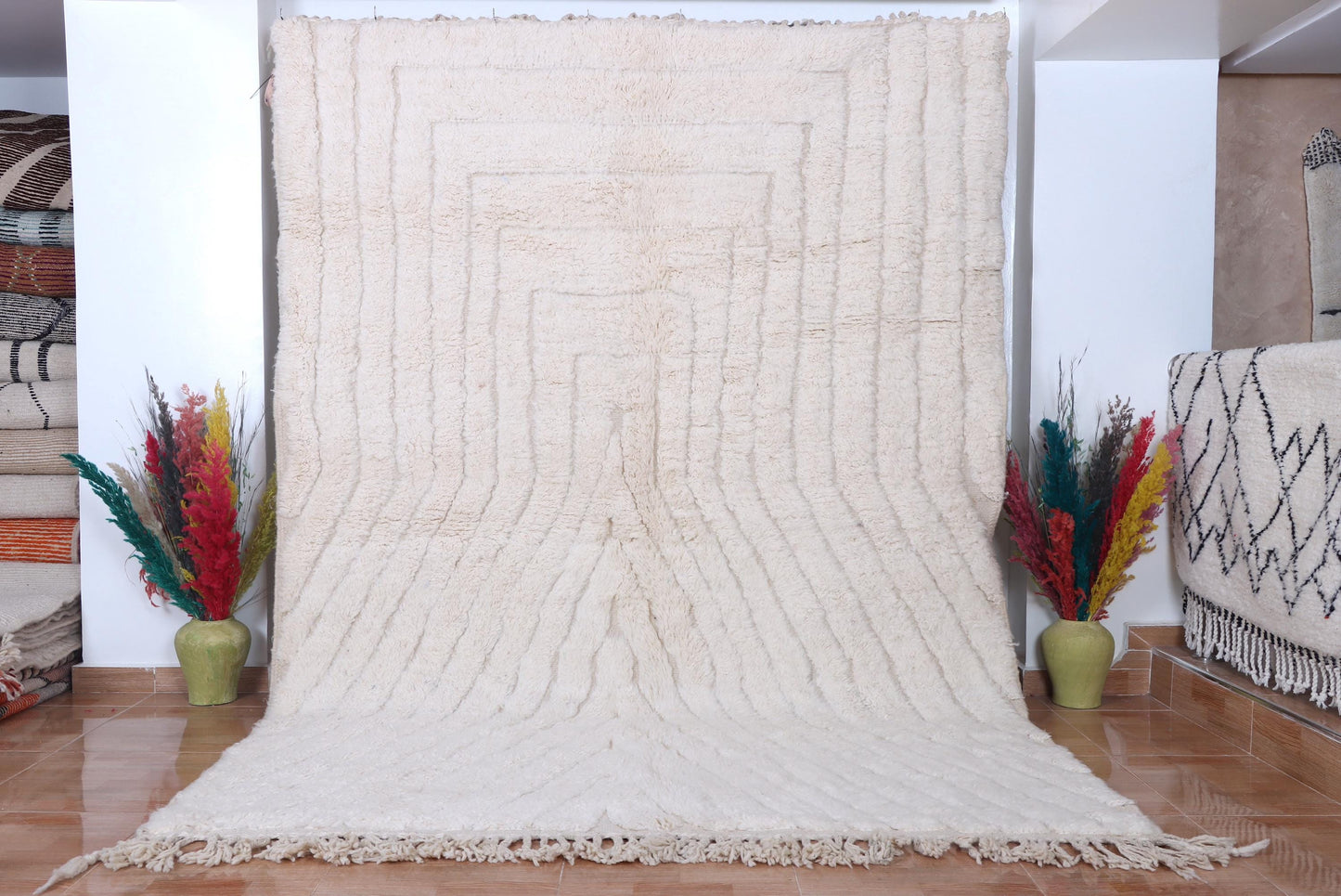 Moroccan rug ivory - Creamy rug - Moroccan cream rug - Wool berber rug - Beni ourain rug - Custom rug - Handmade rug - Moroccan area rug