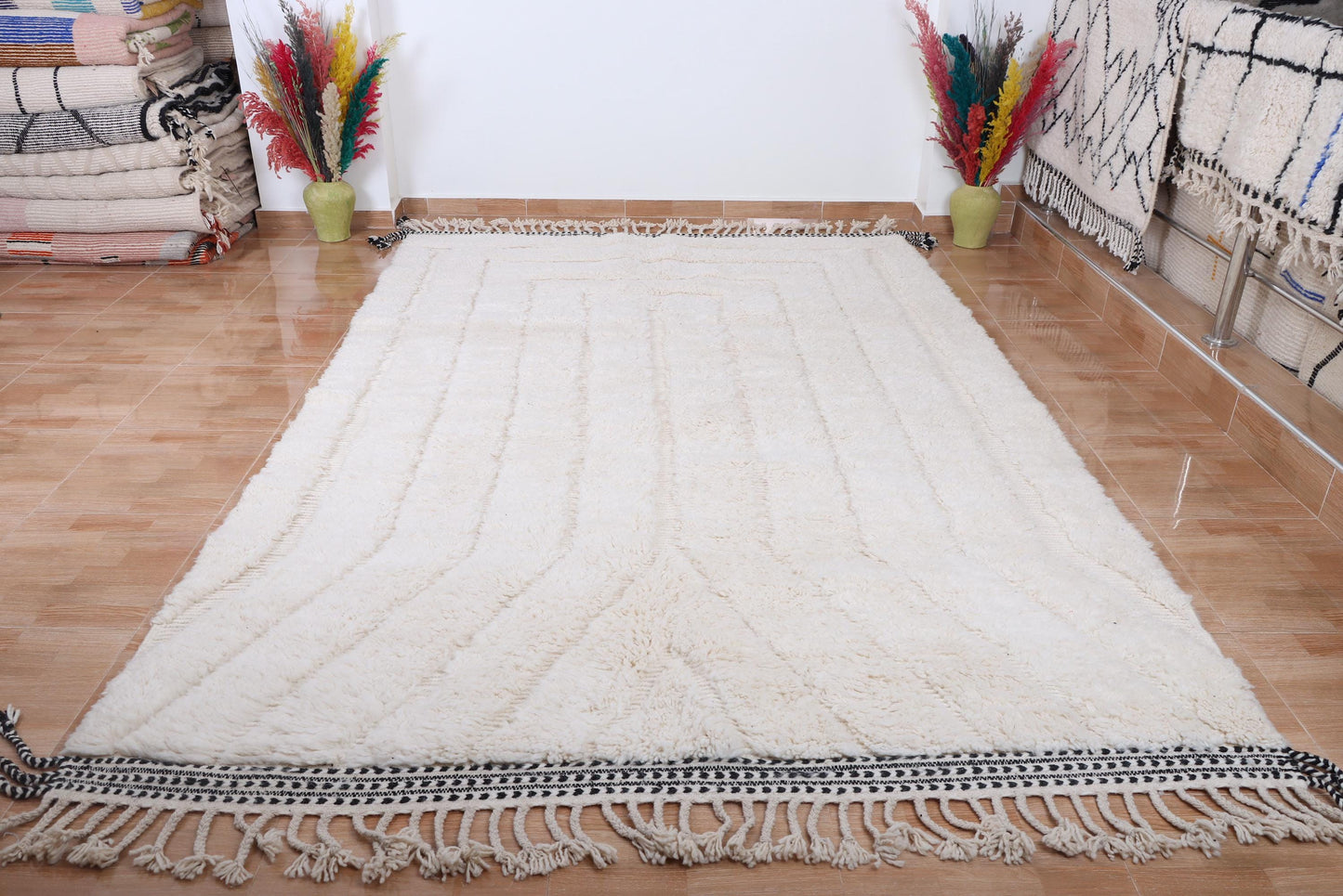 Moroccan rug hand knotted - Beni ourain rug - Wool berber rug - Custom rug - Handmade rug - Genuine lamb wool - Morocco rug - Beni rug