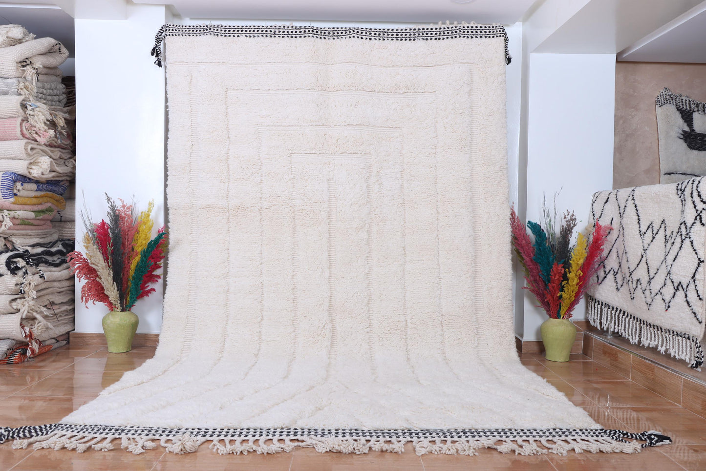 Moroccan rug hand knotted - Beni ourain rug - Wool berber rug - Custom rug - Handmade rug - Genuine lamb wool - Morocco rug - Beni rug