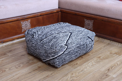 Moroccan Kilim Pouf Cover, Beni Ourain Floor Pillow, Floor Cushion Cover